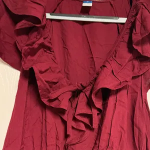 Ruffled Burgundy Dress thumbnail 2