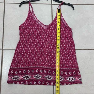 Abercrombie & Fitch‎ Women Boho Floral Red Print Tank top Blouse XS thumbnail 7