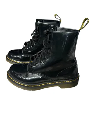 Dr. Martens 1460 Patent Black Leather Lace Up Combat Boots Womens Size 7 thumbnail 2
