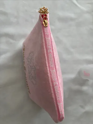 Juicy Couture Pink Velour Rhinestone Crown Cosmetic Pouch Bag thumbnail 7