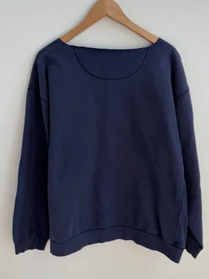 Varsity Football Oversized Navy Off The Shoulder Sweatshirt thumbnail 12