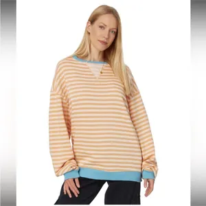 NWOT Free People We The Free Women’s Classic Striped Crew Latte Combo Sz L thumbnail 5