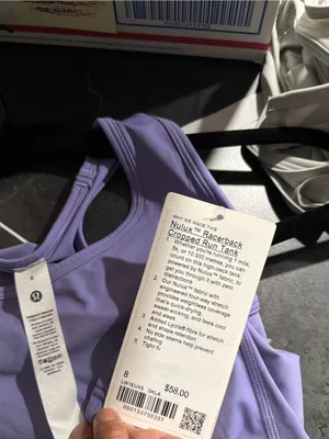 NWT LULULEMON - Nulux Racerback Cropped Run Tank Dark Lavender - $68 - 8 thumbnail 3