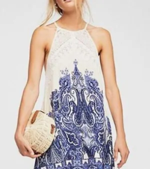 FREE PEOPLE Elegant Blue and White Women's Dress thumbnail 1