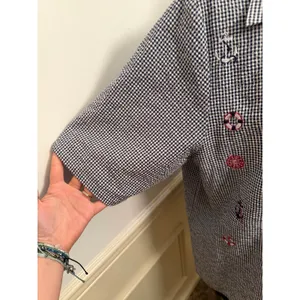 Vintage Bonworth Cottagecore Coastal Gingham Short Sleeve Button Up Embroidered thumbnail 2