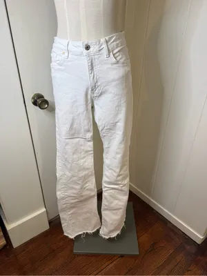 Mango White High-Rise Fiona Flare Leg Jeans Sz 8 thumbnail 3