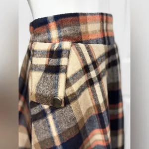 Unbranded Wool Blend Plaid A-Line Midi Skirt with Side Pockets Size Large K-41 thumbnail 7