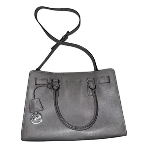 MICHAEL KORS Dillon Saffiano Leather Satchel EUC Crossbody Handbag Gray thumbnail 5