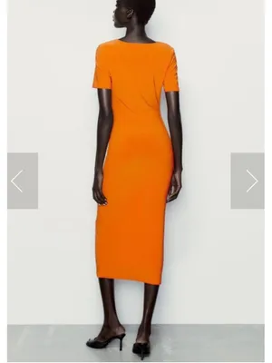 Zara New Orange Midi Dress thumbnail 7