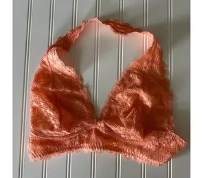 Free People Intimately Lace Galloon Halter Bralette Light Orange Boho Feminine S thumbnail 3