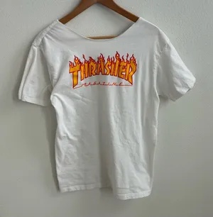 Thrasher off-the-shoulder skater graphic tee thumbnail 1