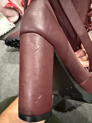 Shoe Dazzle Burgundy Lace-Up Block Heel Boots Size 10 thumbnail 5