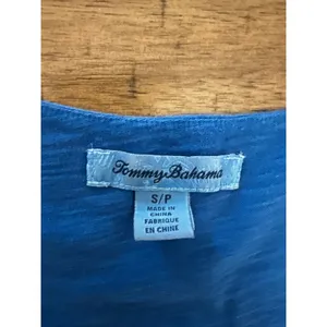 Tommy Bahama Royal Blue Cotton Modal Ruffled Hem Tank Dress Drawstring - Size S thumbnail 3