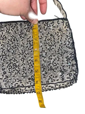Vintage 90s Hillard& Hansen satin beaded evening bag formal purse prom black tie thumbnail 8