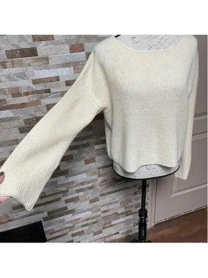360 cashmere yellow/beige light weight knit cashmere pullover sweater Sz XS $334 thumbnail 3