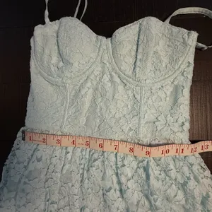 Abercrombie & Fitch Women's Sleeveless Lace‎ Mini Dress S Light Blue Corset Y2K thumbnail 5
