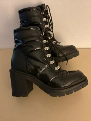 Marc Fisher women black leather platform combat boots US 7.5 thumbnail 3