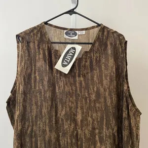 Mamta Rayon Boho Lagenlook Earth Colors Relaxed Sheer Tank Top Plus Size Brown thumbnail 2