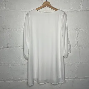 Lulus Women's White‎ Shifting Dears Long Sleeve Mini Dress Size Medium thumbnail 5
