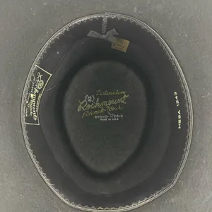 ROCKMOUNT RANCH WEAR Black Felt Wool Silver Concho Edgy Western Cowboy Hat thumbnail 8