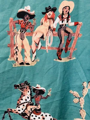Teal Western Print Wide-Leg Jumpsuit thumbnail 5