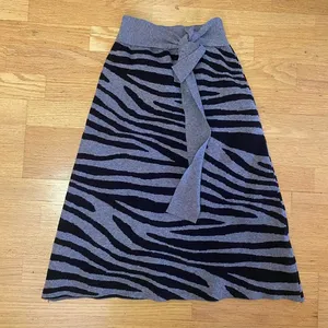 NEW THML Saharan Gray Zebra Tie Waist Preppy Western Minimalist Sweater … thumbnail 1