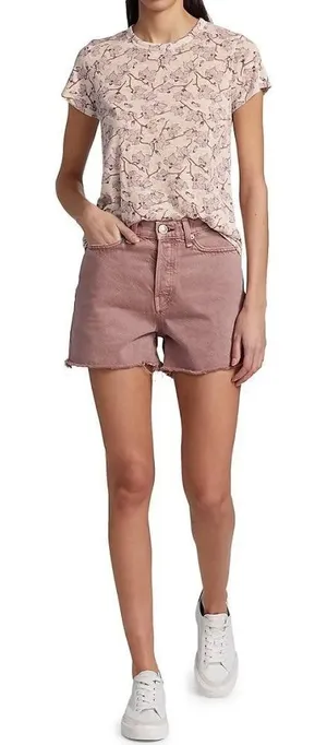 Rag & Bone Maya High-Rise Shorty Short Light Plum Organic Cotton Size 27 thumbnail 1
