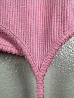 White Fox Boutique Pink Ribbed Lace-Trim Tank Top SZ:S thumbnail 3