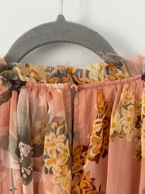 Anthropologie Not So Serious Amaranth Puff Sleeve Floral Tiered Boho Mini Dress thumbnail 7