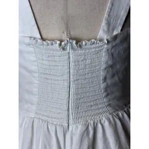 Quince European Linen Fit And Flare Midi Dress Women Small White Square Neck thumbnail 9