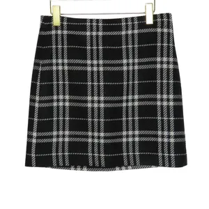 J. Crew Black and White Tweed Plaid Preppy Mini Skirt Size 4 thumbnail 3