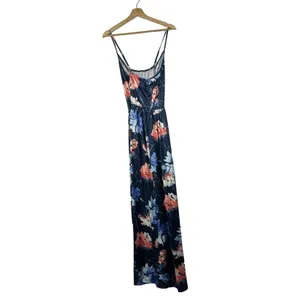 Boutique Blue & Pink Floral Wrap Front Side‎ Slit Maxi Dress 2XL thumbnail 3