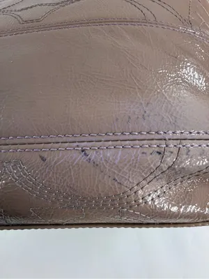Coach Taupe Patent Leather Signature C Embossed‎ Tote Zip Shoulder Bag F15142 thumbnail 6