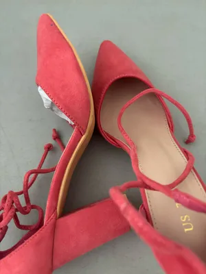 Coral Lace-Up Pointed Flats – Elegant & Stylish thumbnail 3