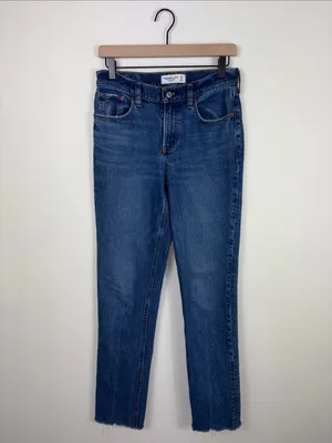 Abercrombie 90s Straight Jeans Curve Love Mid Rise Womens Size 26 2 Long Denim thumbnail 2