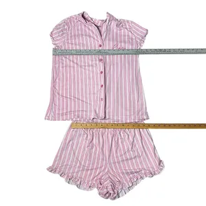 LAURA ASHLEY Pajamas Two Piece Short Sleeve Shorts Pink Stripe Size Medium thumbnail 5