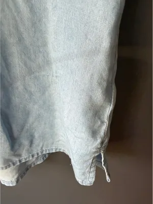 Old Navy Light Blue Denim Tank Top with Smocked Back, Size Large thumbnail 5