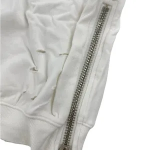 Honey Punch - Distressed Crop Sweatshirt with Zip Sides in Off White thumbnail 4