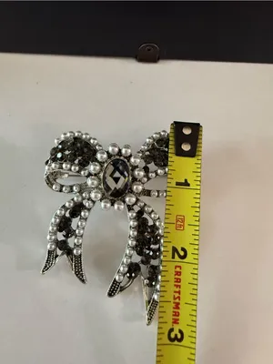 Bow Black Pearl Brooch Pin Pendant Rhinestone Jewelry Fashion thumbnail 3