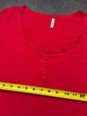 Halara Red Fitted Long Sleeve Henley Top Size S NWT thumbnail 5