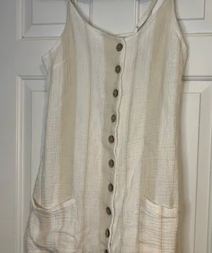 Ocean Drive Cream Button-Down Sleeveless Beach Coverup thumbnail 1