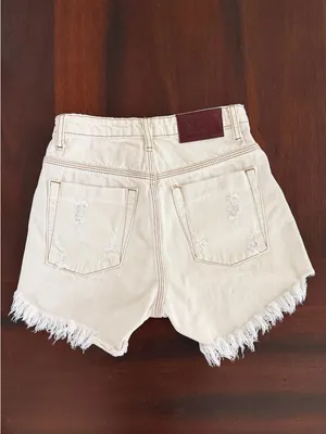 One X Oneteaspoon High Waist Bonita Denim Cut-off Shorts in Cream - Size 26 thumbnail 2