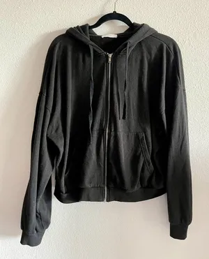 Talulah Black Full Zip Hoodie Sweatshirt Large L Long Sleeve Basic Pockets thumbnail 1