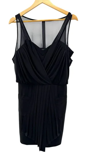 Black Sleeveless‎ Sheer Neckline Ruched Sheath Dress WAREHOUSE UK12 thumbnail 1