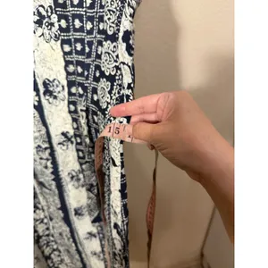 Dawn Joy Fashions Vintage Navy White‎ Batik Beaded Fringe Midi Dress USA Made thumbnail 9