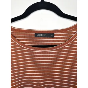 Mikarose Women's XS Rust Striped Ribbed Long Sleeve Top‎ Minimalist Earth Tones thumbnail 7