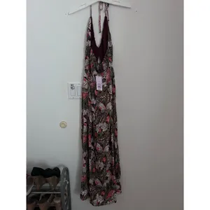 New Women’s Wild Fable Tropical Palm Print Maxi Dres Rayon Stretchy size Medium thumbnail 6