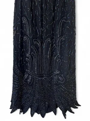 Women’s Black Beaded Midi Skirt Size Small Whimsical Fairy Goth Mermaidcore thumbnail 2