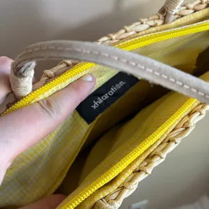 xhilaration 100% corn husk woven handbag mid length straps zipper closure fruit thumbnail 5