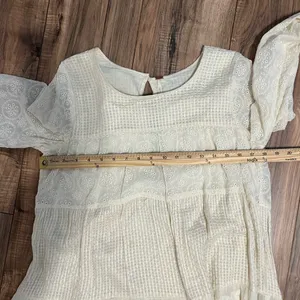 Free People Gemma Eyelet Lace Midi Dress XS Cream Cottage Core Prairie Romantic thumbnail 11